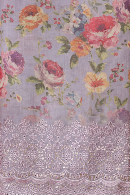 Royal Purple Printed Kathan Silk Suit Set