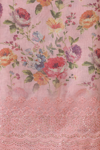 Blush Pink Printed Kathan Silk Suit Set