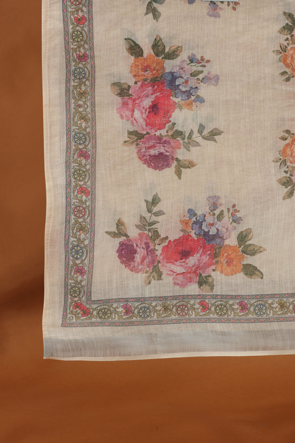 Beige Kathan Silk Printed Suit Set