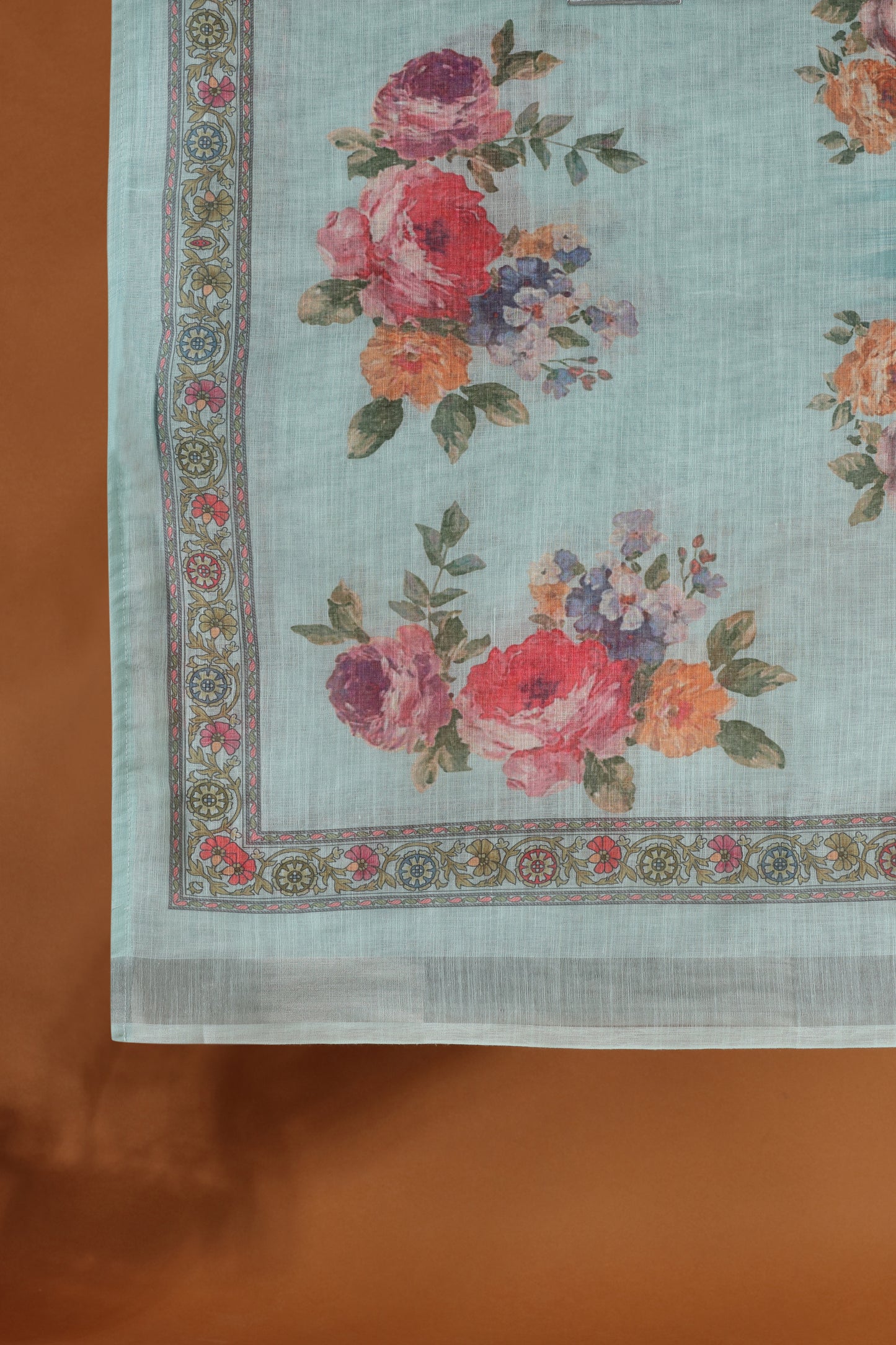 Blue Kathan Silk Printed Suit Set