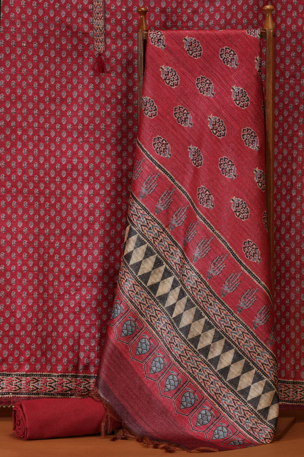 Pink Kathaan Silk Dress Material Suit
