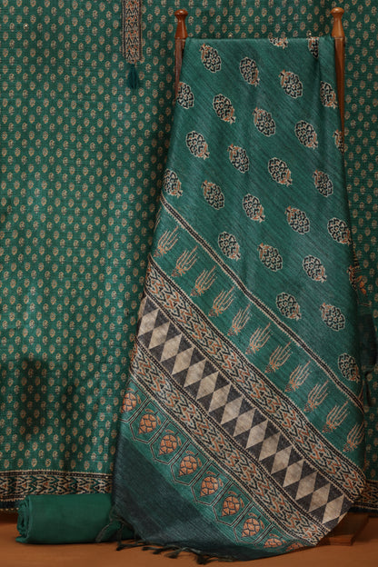 Green Kathaan Silk Dress Material Suit