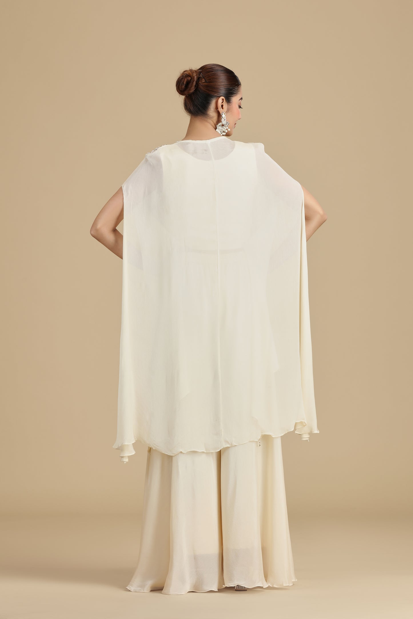 Chinnon Cream Kurta Set with Sequins & Pearls