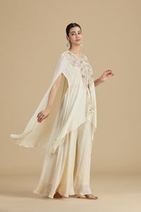 Chinnon Cream Kurta Set with Sequins & Pearls