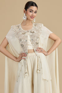 Chinnon Cream Kurta Set with Sequins & Pearls