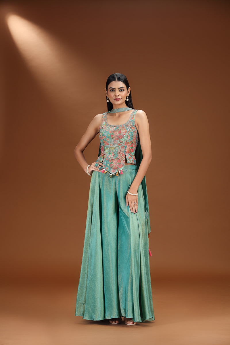 Green Tissue Salwar Suit