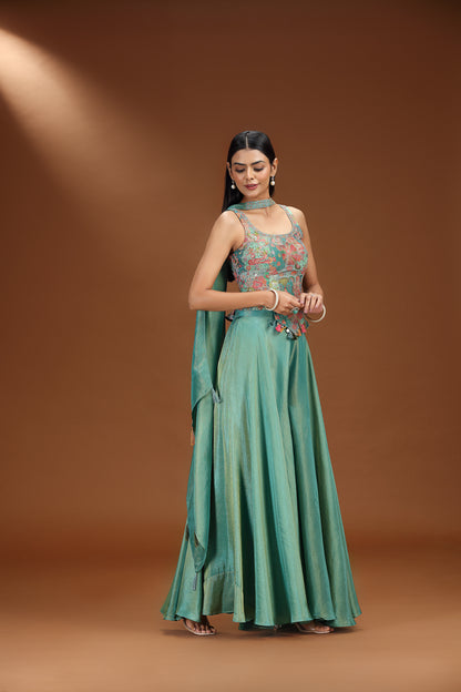 Green Tissue Salwar Suit