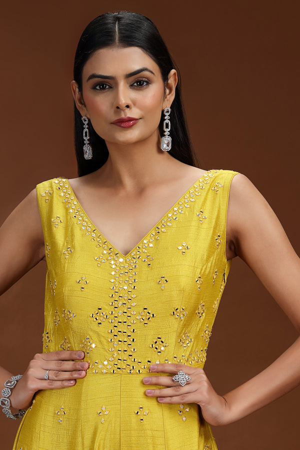 Lime Green Raw Silk Salwar Suit