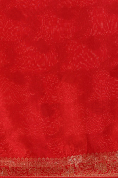 Red Dola Silk Saree with Unstitched Blouse