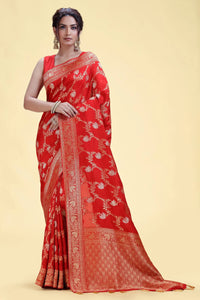 Red Dola Silk Saree