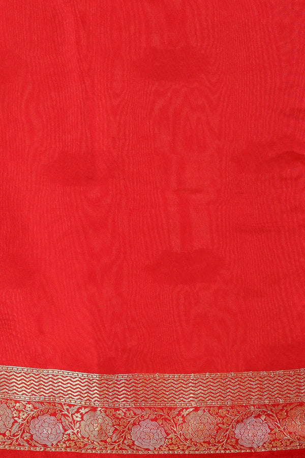 Classic Red Dola Silk Saree with Gold Zari Weaving