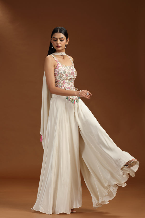 Beige Crepe Salwar Suit