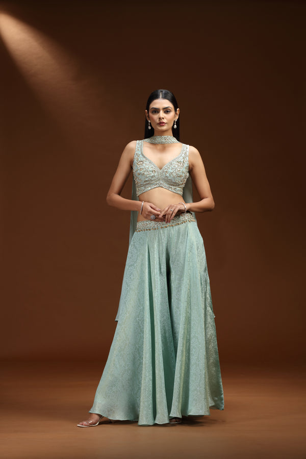 Green Banarasi Silk Salwar Suit
