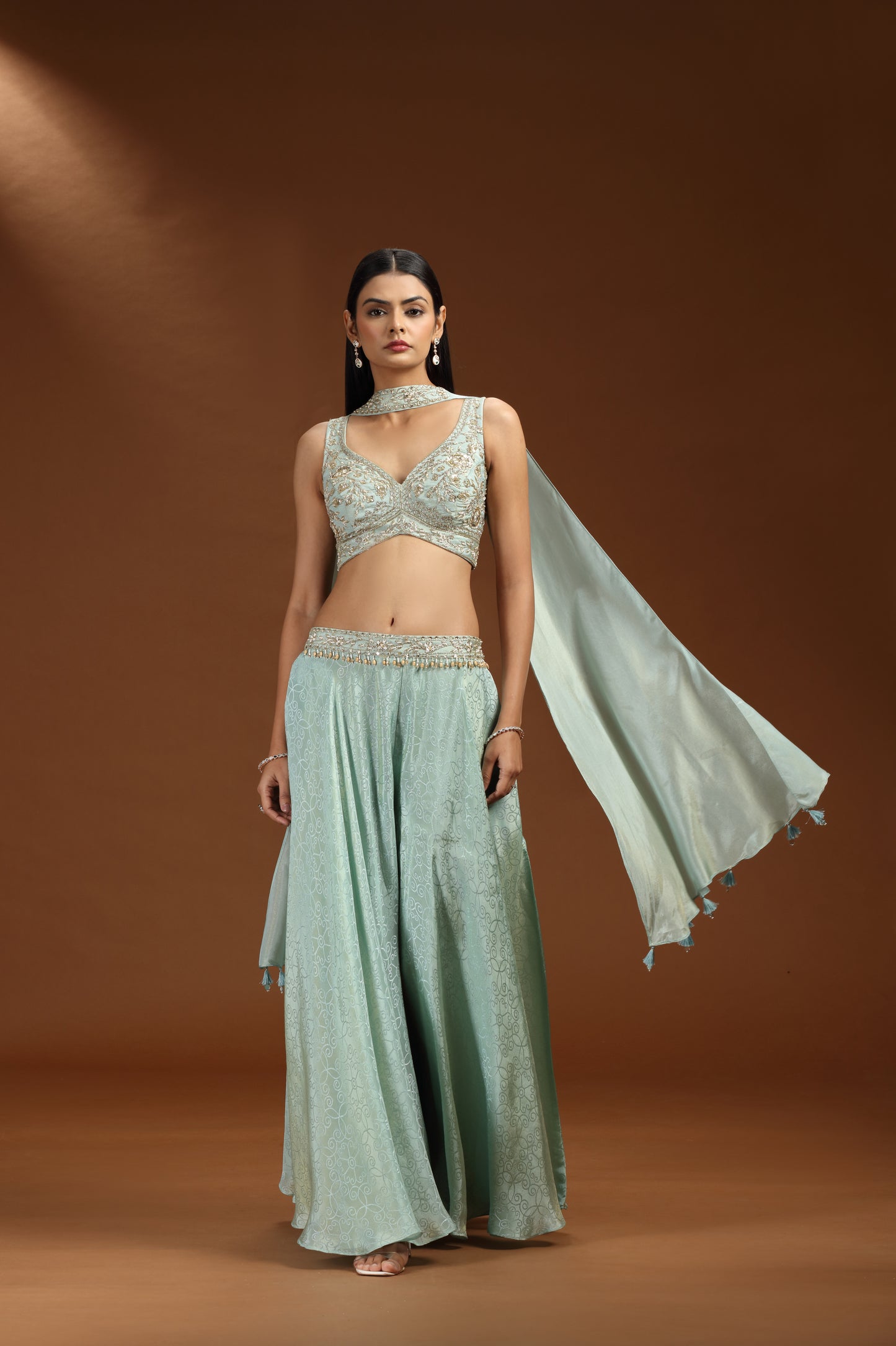 Green Banarasi Silk Salwar Suit