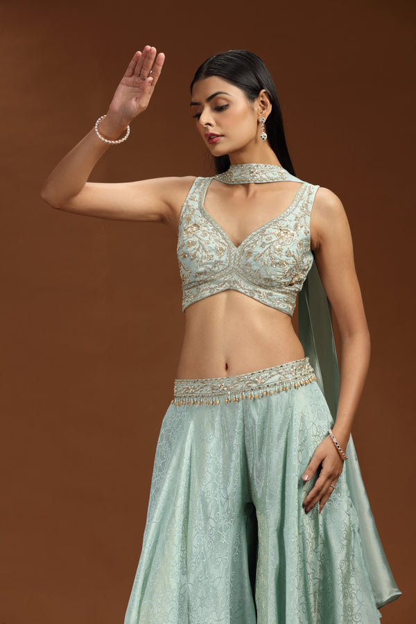 Green Banarasi Silk Salwar Suit