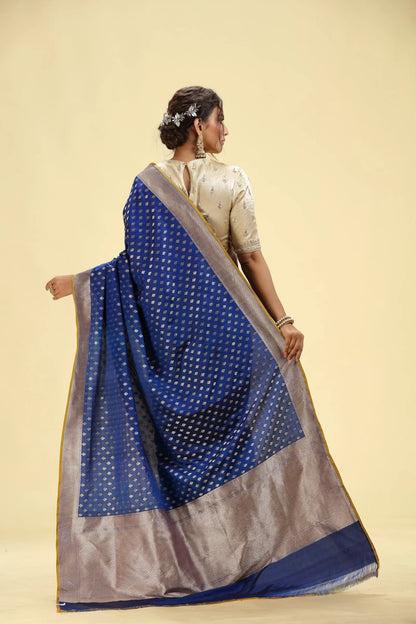 Royal Blue Kathan Silk Saree with Gold Weaving