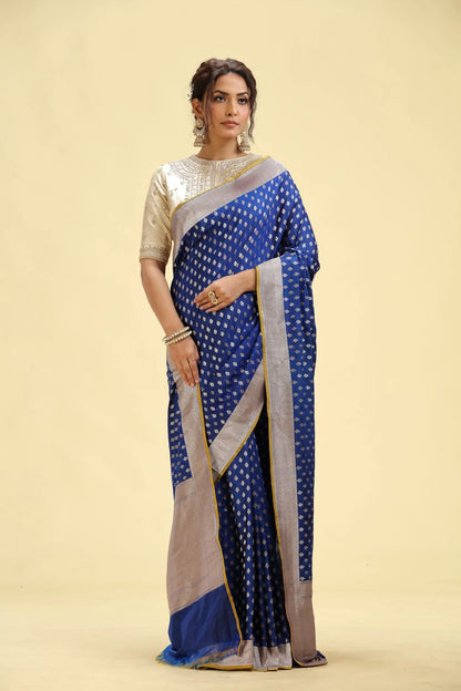Royal Blue Kathan Silk Saree with Gold Weaving
