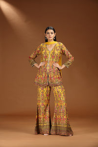 Yellow Georgette Set with Heavy Embroidery and Net Dupatta