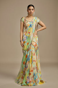 Multicoloured Georgette Stitched Suit Set