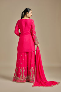 Pink Crepe Suit Set with Sequins, Cutdana & Zari Work