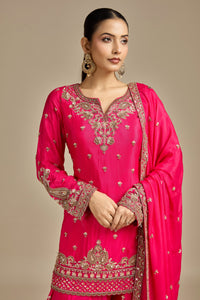 Pink Crepe Suit Set with Sequins, Cutdana & Zari Work