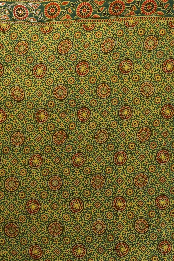 Forest Green Printed Crepe Saree with Abla & Pitta Work