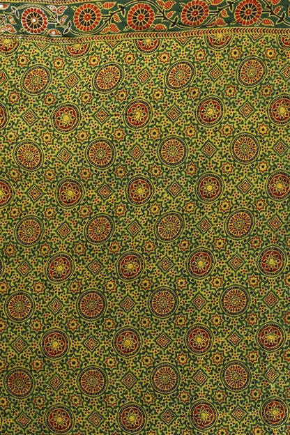 Forest Green Printed Crepe Saree with Abla & Pitta Work