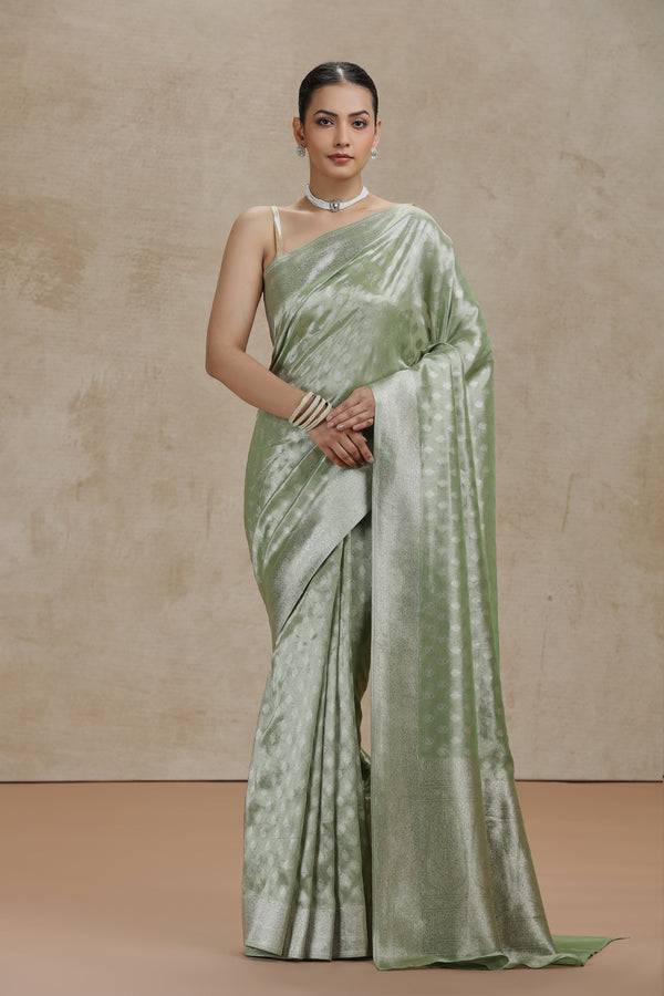 Sea Green Dola Silk Saree with Woven Detailing