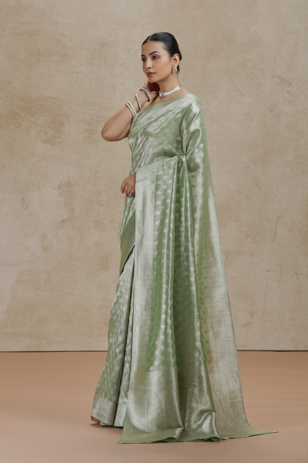 Sea Green Dola Silk Saree with Woven Detailing