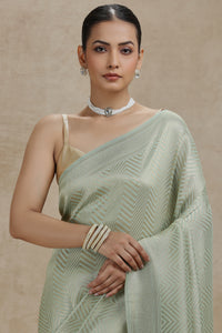 Pista Green Dola Silk Saree with Woven Detailing