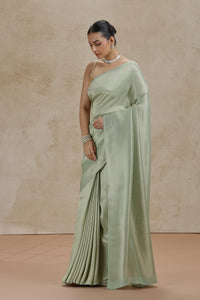 Pista Green Dola Silk Saree with Woven Detailing