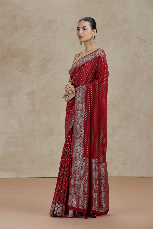Maroon Dola Silk Saree with Woven Detailing