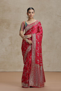 Pink Dola Silk Saree with Sequins, Cutdana & Pearl Work
