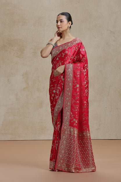 Pink Dola Silk Saree with Sequins, Cutdana & Pearl Work