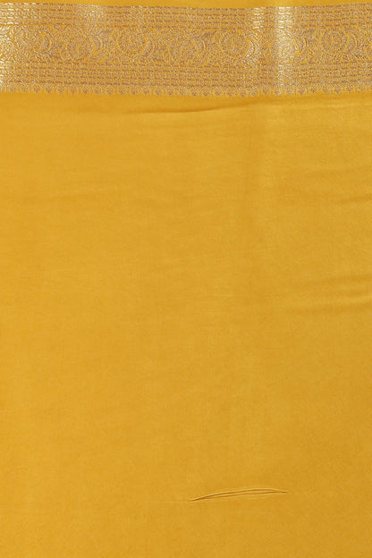Mustard Yellow Dola Silk Saree with Subtle Weaving