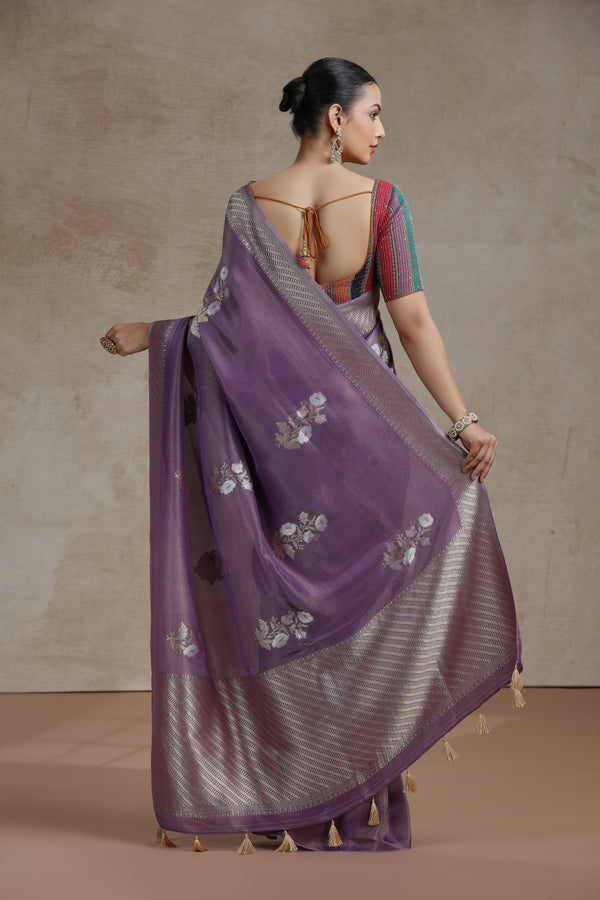 Mauve Dola Silk Saree with Woven Detailing