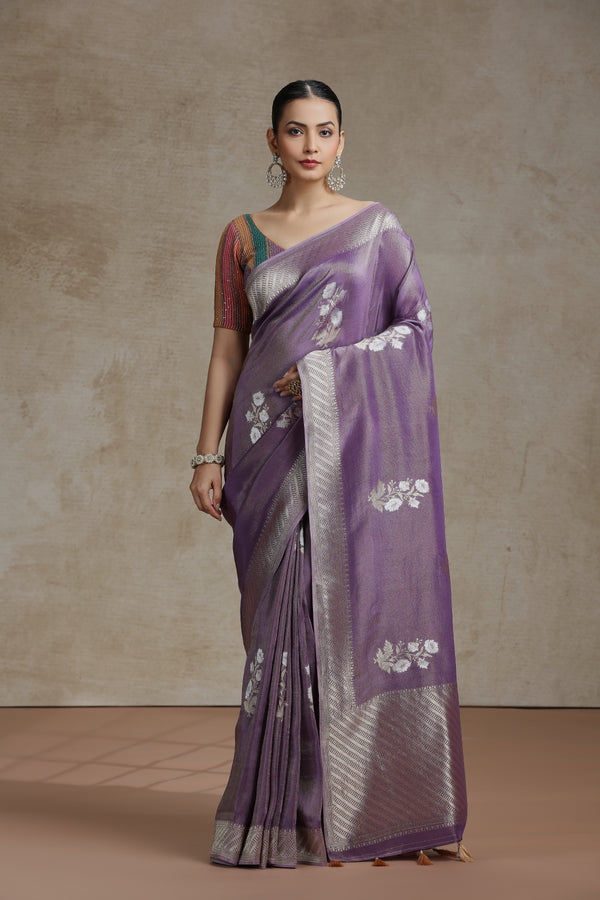Mauve Dola Silk Saree with Woven Detailing