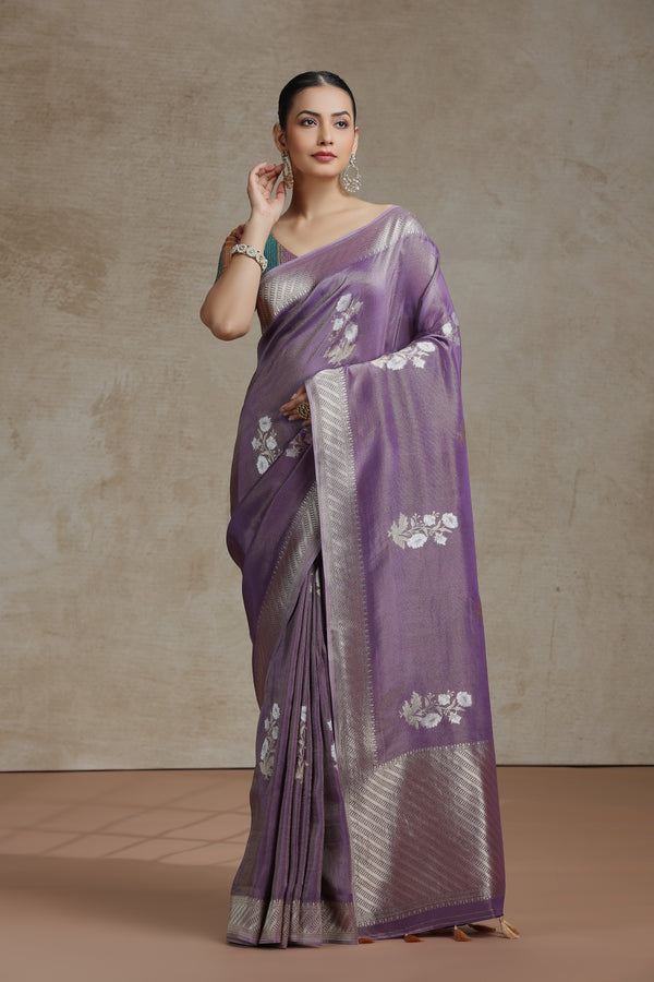 Mauve Dola Silk Saree with Woven Detailing