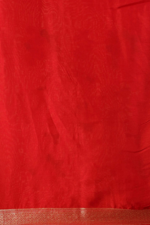 Deep Red Dola Silk Saree