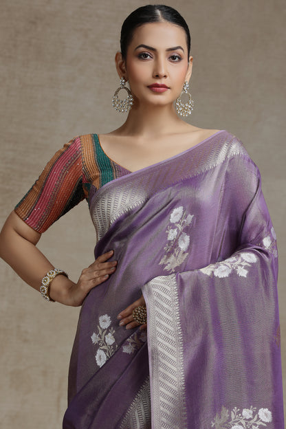 Mauve Dola Silk Saree with Woven Detailing