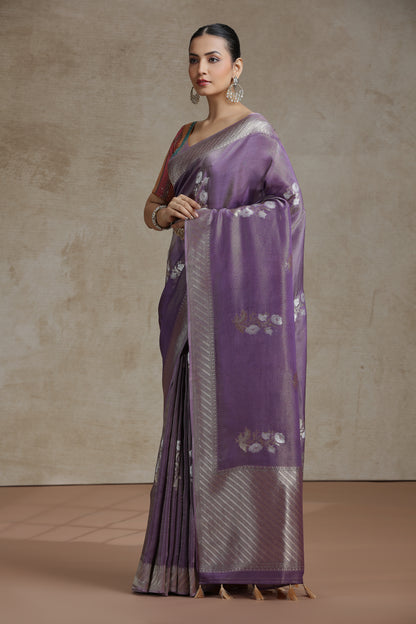 Mauve Dola Silk Saree with Woven Detailing