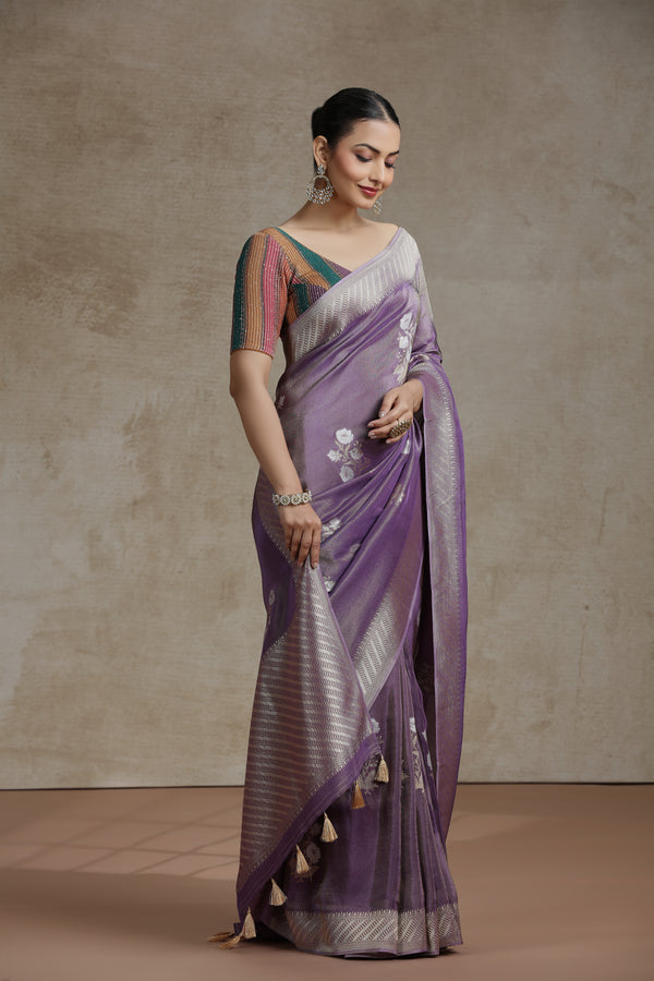 Mauve Dola Silk Saree with Woven Detailing
