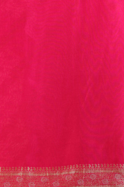 Fuchsia Pink Dola Silk Saree with Unstitched Blouse