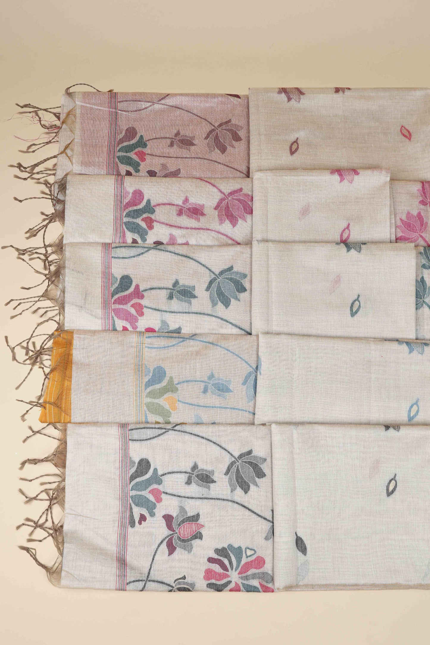 Beige Woven Chanderi Saree with Unstitched Blouse