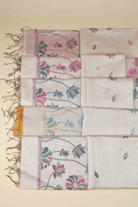Beige Woven Chanderi Saree with Unstitched Blouse
