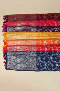 Ivory Dola Silk Saree with Unstitched Blouse