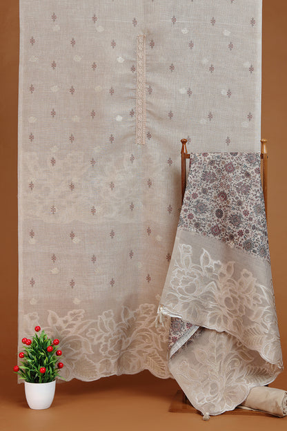 Beige Woven Kora Silk Kurta with Satin Silk Salwaar Set