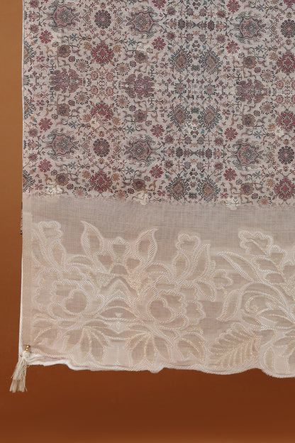 Beige Woven Kora Silk Kurta with Satin Silk Salwaar Set