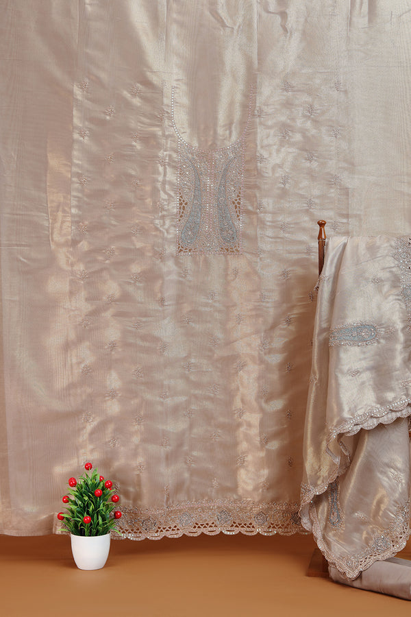 Champagne Kurta with Intricate Embroidered Front Panel
