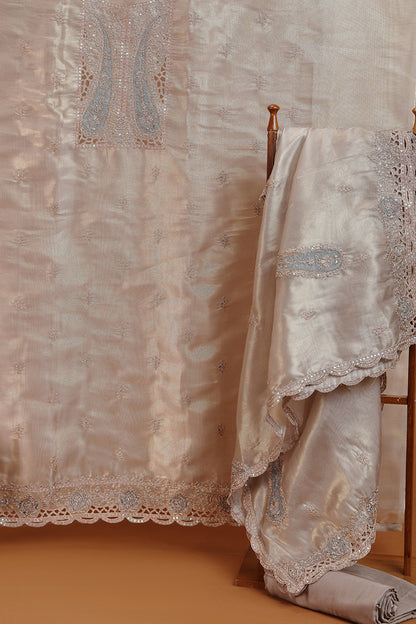 Champagne Kurta with Intricate Embroidered Front Panel